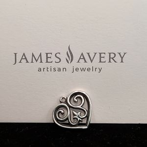 James Avery Small Scrolled French Heart Charm Pendant Sterling Silver 925